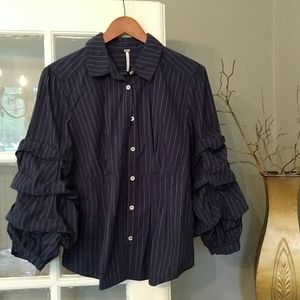 Free People button-down with ruffled sleeves